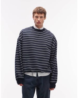 ASOS Extreme Oversized Printed Striped Sweatshirt - Blue