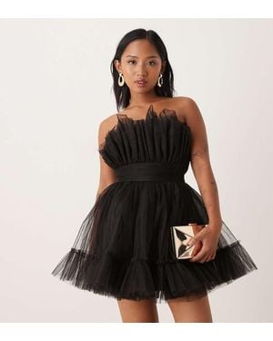 LACE & BEADS Bandeau Structured Mini Dress - Black