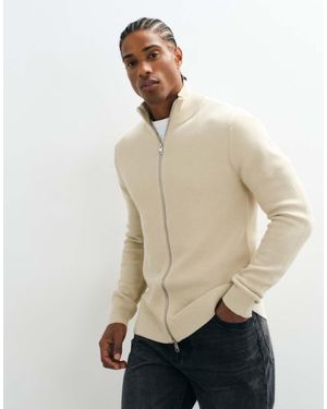 SELECTED Double Zip Ribbed Knit Jumper - Natural
