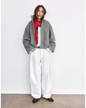 Pull&Bear Wool-blend Balloon Bomber Jacket - Grey