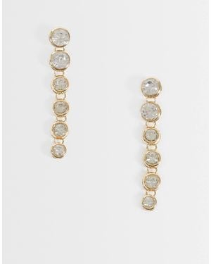 Accessorize Bezel Crystal Long Drop Earrings - White