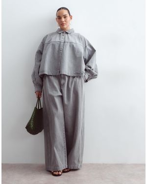 ARRANGE Curve Denim Wide Leg Jean Co-ord - Grey