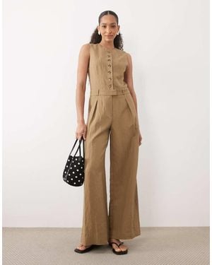 Mango Button Up Tailored Jumpsuit - Natural