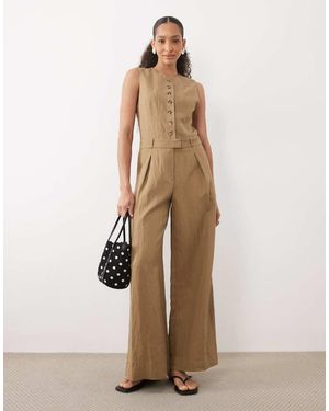 Mango Elegante Jumpsuit Met Knoopsluiting - Naturel