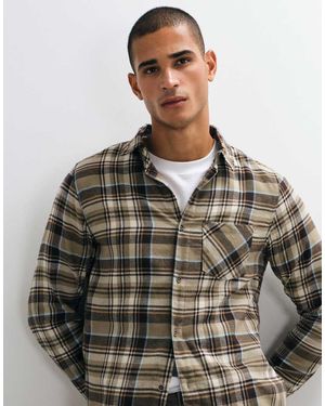Brave Soul Long Sleeve Check Shirt - Brown