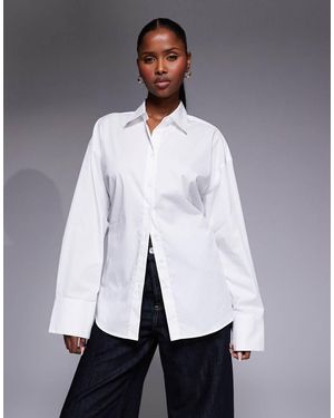 GOOD AMERICAN Oversized Adjustable Waist Poplin Shirt - White