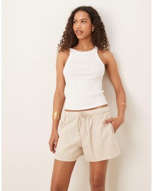 Abercrombie & Fitch Tie Waist Linen Shorts - Natural