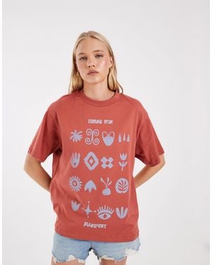 ASOS Oversize-t-shirt mit rising-sun-grafik - Rot