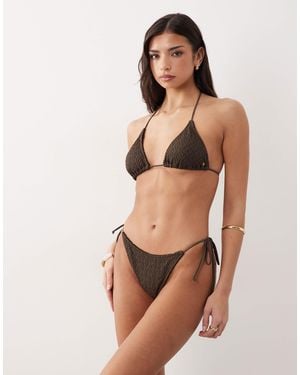 Candypants Broderie Tieside Bikini Bottom - Brown
