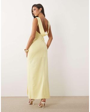 TFNC London Crepe Slash Neck Backless Maxi Dress - Natural