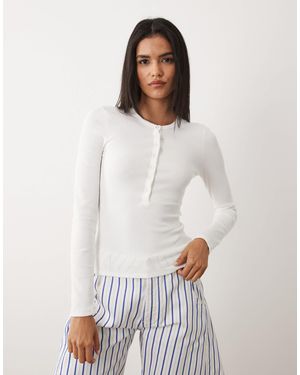 Cotton On Blake henley langarmoberteil - Weiß