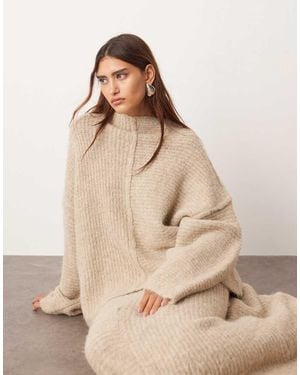 ARRANGE Contrast Stitch Knit Exposed Seam Jumper - Natural