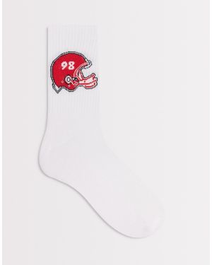 ASOS Sock With Football Helmet Graphic - White