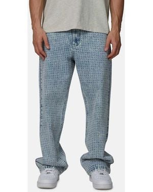 Good For Nothing Baggy Jacquard Washed Denim Jeans - Blue