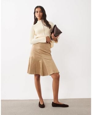 Motel Abila Faux Suede Midi Skirt Co-ord - Natural