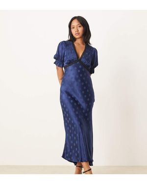 Nobody's Child Petite Angela Lace Trim Midi Dress - Blue