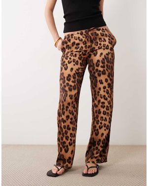 ASOS Satin Wide Leg Pull On Trouser - Multicolour