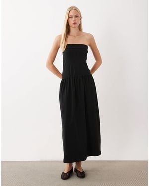 ASOS Bandeau With A Dropped Asymmetric Hem Maxi Dress - Black
