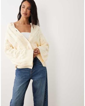 Gina Tricot Rich Cotton Knit Cable Cardigan - Blue