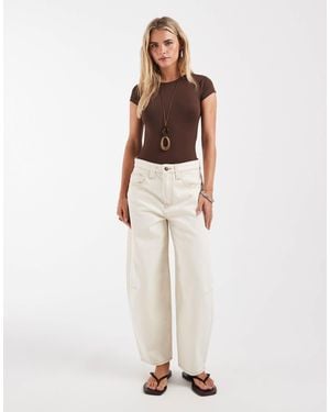 Only Petite Frankie - jean bouffant à taille haute - écru - Blanc