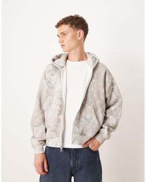 Abercrombie & Fitch Double Zip Front Pocket Hoodie - Natural