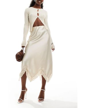 Miss Selfridge – satin-maxirock - Natur