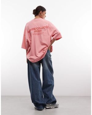 ASOS Weekend collective icon oversize-t-shirt mit rotem backprint - Pink
