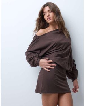 ASOS Off Shoulder Batwing Mini Dress - Brown