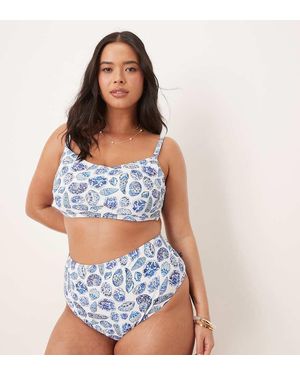 ASOS Asos Design Curve Shelina High Leg High Waist Bikini Bottom - Blue