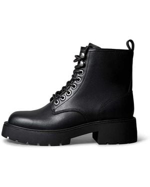 Calvin Klein Stivali Stringati Neri Con Suola Spessa - Nero