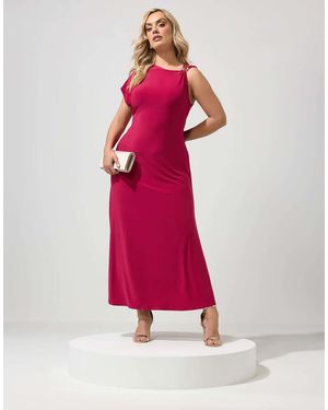 Yours Clothing Metal Buckle Detail Maxi Dress - Pink