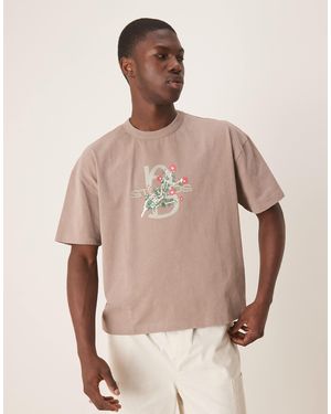 ASOS – schweres boxy fit oversize-t-shirt - Natur