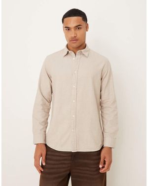 SELECTED 100% Cotton Oversized Boxy Brushed Shirt - Natural