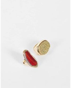 Reclaimed Vintage 2 Pack Of Rings With Agate And Stone - White