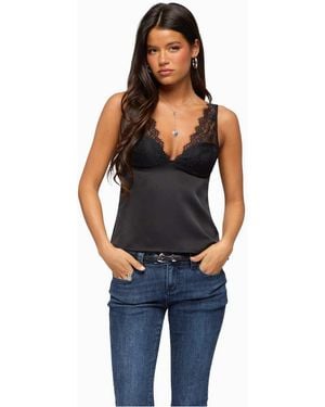 Edikted Vikkey Lacey Satin Effect Tank Top - Blue