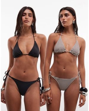 Weekday Triangle Tie Bikini Top 2-Pack - Brown