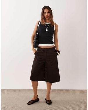 ASOS Wide Leg Clean Bermuda Short - Black