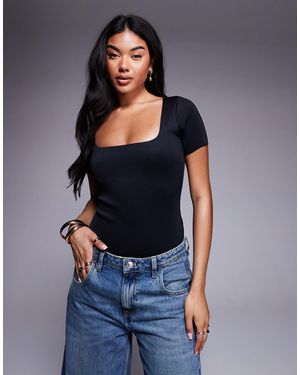 GOOD AMERICAN Sculpting Square Neck Bodysuit - Blue