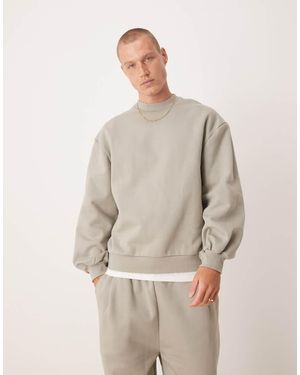ASOS Premium Heavyweight Oversized Crew 400Gsm With Bell Sleeve - Natural