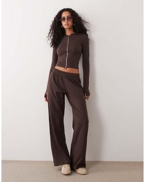 Kaiia Wide Leg Trackies - Brown