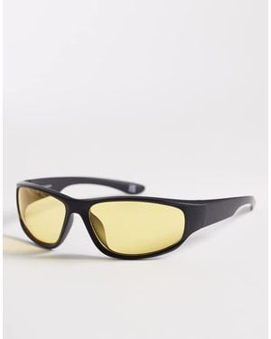 Reclaimed Vintage Sporty Wrap Sunglasses With Lens - Natural