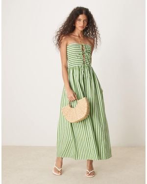 ASOS Vestito Lungo A Fascia Con Stampa A Righe E Laccetti - Verde