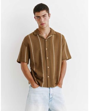 Pull&Bear – kurzärmliges hemd - Braun