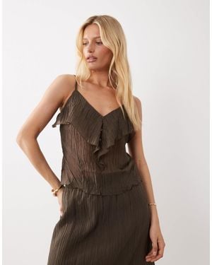 Vila Crinkle Chiffon Sheer Frill Top Co-ord - Multicolour