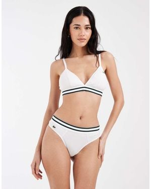 Lacoste Thong With Stripe Waistband - White