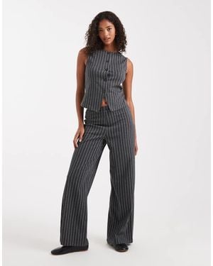 Miss Selfridge Wide Leg Pinstripe Trouser Co-Ord - Blue