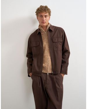 TOPMAN Surchemise coupe relaxed à chevrons - Marron