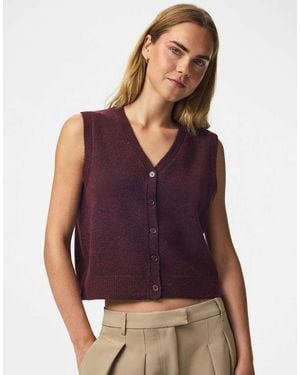 Pieces Sally V-neck Knitted Vest - Purple