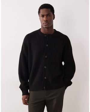 ASOS Oversized Knitted Fisherman Rib Crew Neck Cardigan - Blue