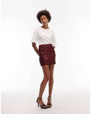 ASOS Floral All-over Sequin Mini Skirt - Red